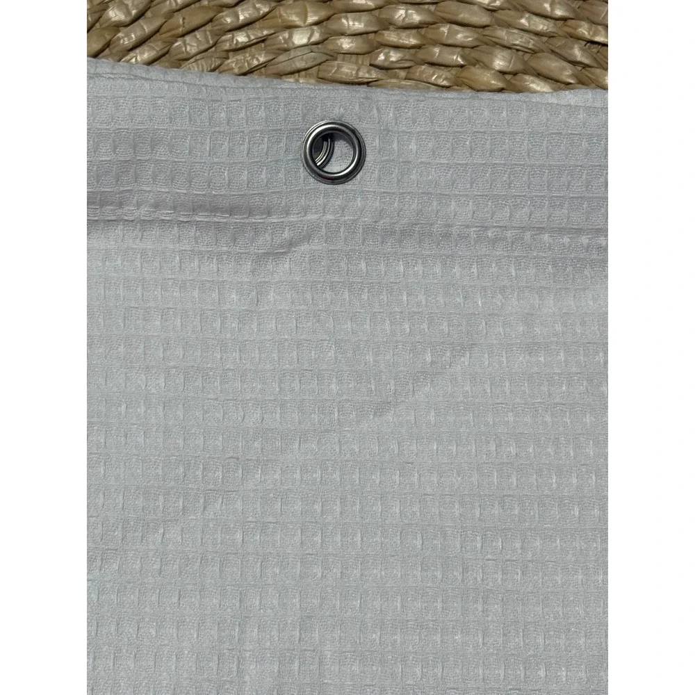 White Waffle Weave Shower Curtain 72x72 Hotel Spa Bathroom‎ Decor 11 Grommets